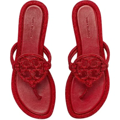Tory Burch Miller Knotted Pavé Sandal In Ruby