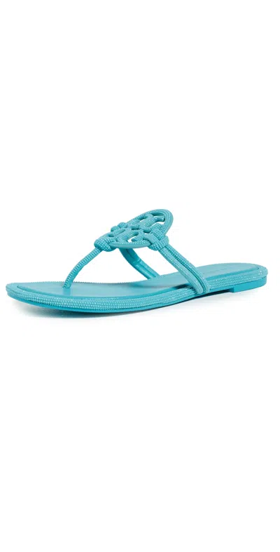 Tory Burch Miller Knotted Pave Sandals Soft Turquoise In Blue