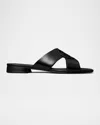 Tory Burch Miller Leather Crisscross Flat Sandals In Perfect Black