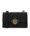 Tory Burch Black Pebbled Leather Miller Shoulder Bag In Nude