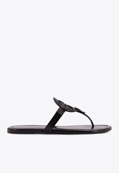 Tory Burch Miller Leather Flats Sandals In Black