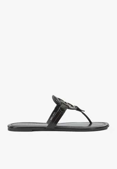 Tory Burch Miller Leather Flats Sandals In Brown