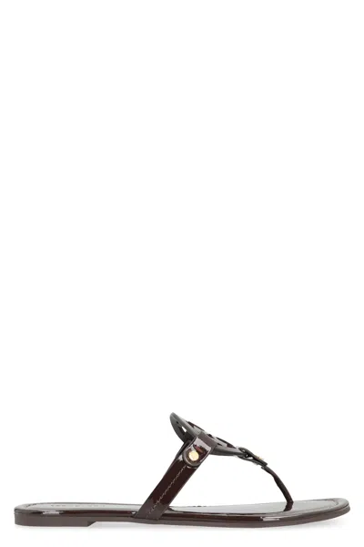Tory Burch Miller Leather Flip-flops With Rounded Point In Black