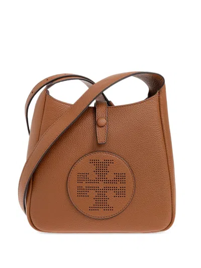 Tory Burch Perforated-logo Leather Cross Body Bag In Brown
