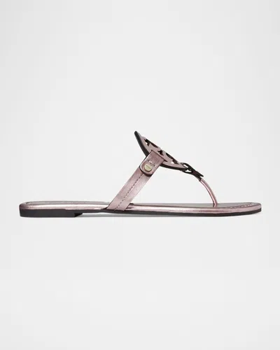 Tory Burch Miller Leather Logo Sandals In Pink