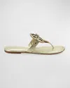 Tory Burch Miller Crystal Embellished Thong Sandals In Spark Gold