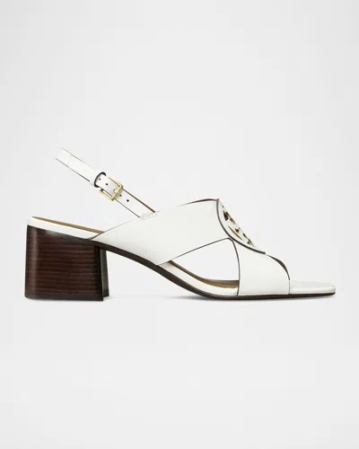 Tory Burch Miller Leather Logo Slingback Sandals In Cloud