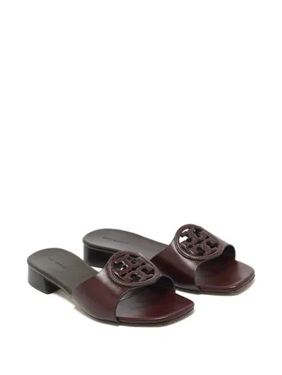 Pre-owned Tory Burch Miller Leather Sandals In Red