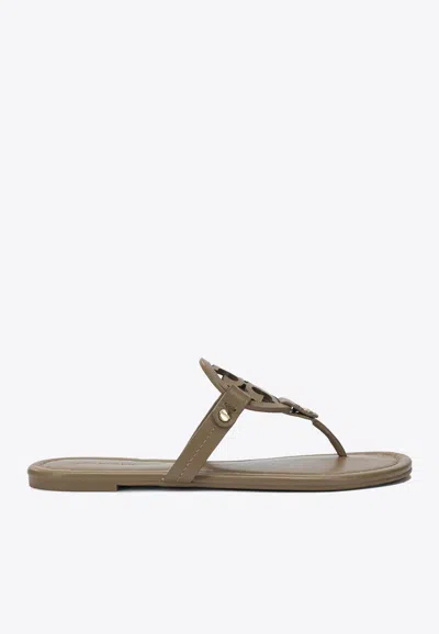 Tory Burch Miller Leather Thong Sandals In Brown