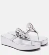 Tory Burch Miller Metallic Logo Wedge Thong Sandals In Silver