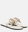 Tory Burch Miller Leather Thong Sandals In White