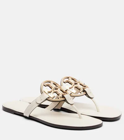 Tory Burch Miller Leather Thong Sandals In White