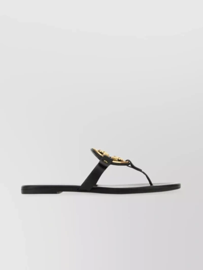 Tory Burch Miller Leather Thong Slippers In Black