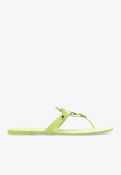 TORY BURCH MILLER LIZARD PRINT LEATHER FLAT SANDALS
