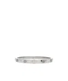 Tory Burch Miller Logo-charm Bangle Bracelet In White