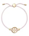 Tory Burch Miller Logo Charm Color Cord Slider Bracelet In Gold