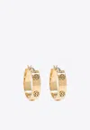 Tory Burch Miller Logo Embossed Hoop Earrings In Gold