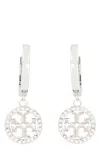 Tory Burch Miller Logo Hoop Earrings In Metallic