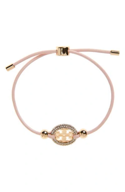 Tory Burch Miller Logo Medallion Slide Bracelet In Tory Gold/sparkle