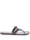 Tory Burch Miller Logo-plaque Leather Sandals In Purple