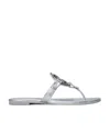 Tory Burch Miller Soft Leather Thong Sandals In Gray