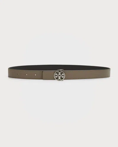 Tory Burch Miller Logo Reversible Belt In Green