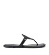 Tory Burch Leather Sandals With Logo On The Front In Black