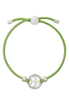 Tory Burch Miller Logo Slider Bracelet In Tory Silver/wheatgrass