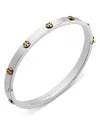 Tory Burch Miller Logo Studded Bangle Bracelet In Silver