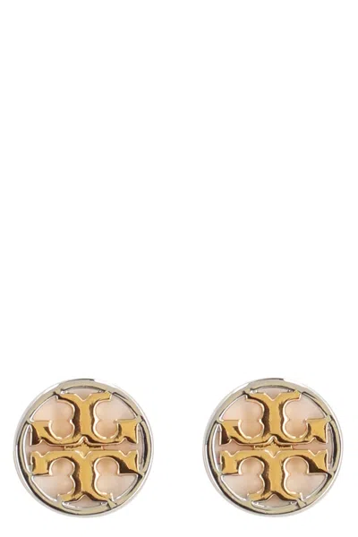 Tory Burch Miller Logoed Earrings In Gold