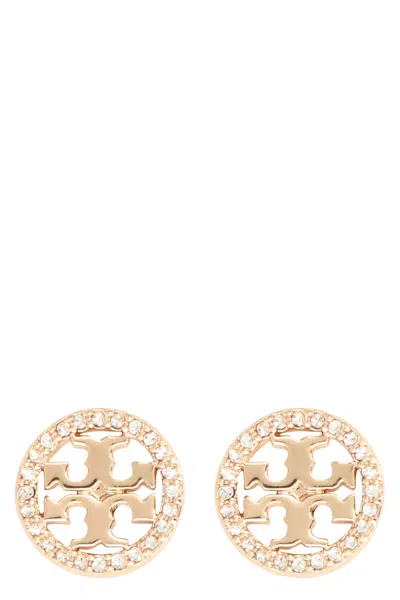 Tory Burch Miller Logoed Earrings In Burgundy