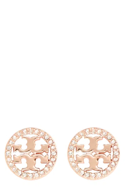 Tory Burch Miller Logoed Earrings In Pink