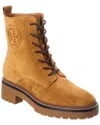 Tory Burch Miller Lug Sole Suede Bootie In Brown