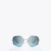 Tory Burch Miller Metal Geometric Sunglasses In Blue
