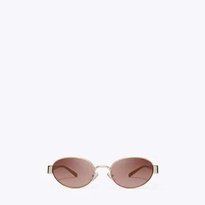 Tory Burch Miller Metal Oval Sunglasses In Brown