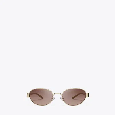 Tory Burch Miller Metal Oval Sunglasses In Gold
