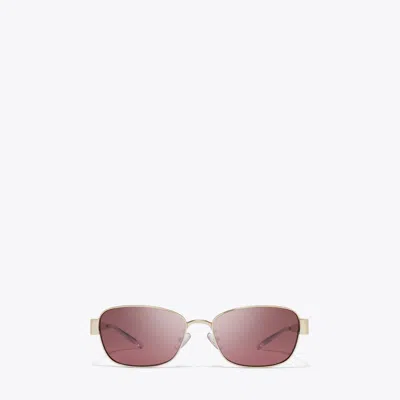 Tory Burch Miller Metal Rectangle Sunglasses In Gold