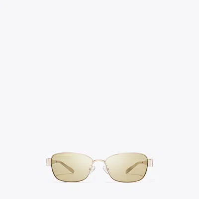 Tory Burch Miller Metal Rectangle Sunglasses In Gold