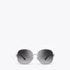 Tory Burch Miller Metal Round Sunglasses In Gray