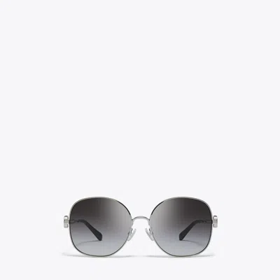 Tory Burch Miller Metal Round Sunglasses In Gray