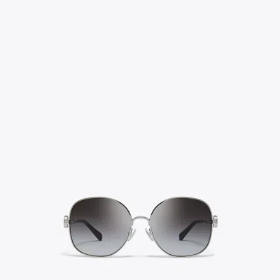 Tory Burch Miller Metal Round Sunglasses In Black