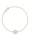 Tory Burch Miller Metallic Chain-link Bracelet With Double T Charm And Crystal Embellishments In Brass Blend Wo In Gold