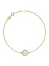 Tory Burch Miller Metallic Chain-link Bracelet With Double T Charm And Crystal Embellishments In Brass Blend Wo In Gold