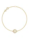 Tory Burch Miller Metallic Chain-link Bracelet With Double T Charm And Crystal Embellishments In Brass Blend Wo In Gold