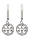 Tory Burch 'miller' Metallic Earings With Double T Logo Charm In Metallic