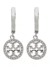 Tory Burch 'miller' Metallic Earings With Double T Logo Charm In Metallic