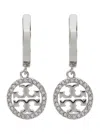 Tory Burch 'miller' Metallic Earings With Double T Logo Charm In Metallic