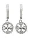 Tory Burch 'miller' Metallic Earings With Double T Logo Charm In Metallic