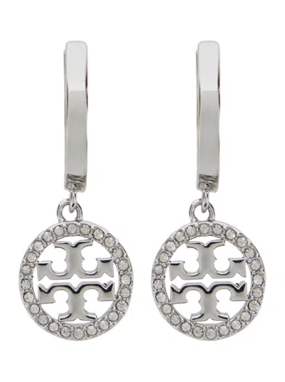 Tory Burch 'miller' Metallic Earings With Double T Logo Charm