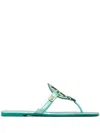 Tory Burch Miller Metallic-effect Slides In Blue
